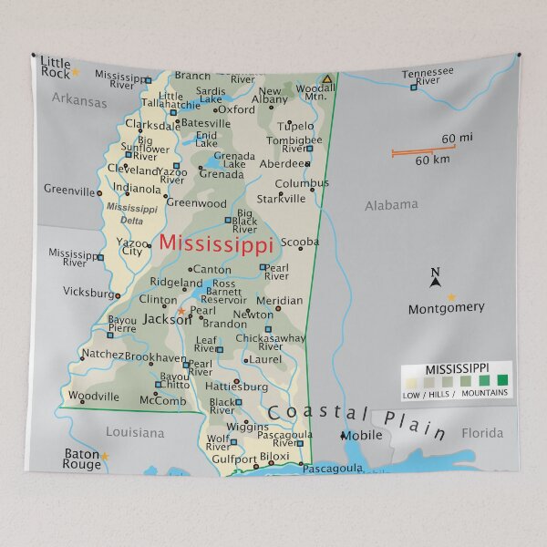 Item preview, Mississippi Map for Wall Decor and Education designed and sold by WorldAtlas.com.