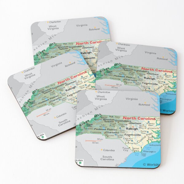 Item preview, Detailed North Carolina Geography Map designed and sold by WorldAtlas.com.