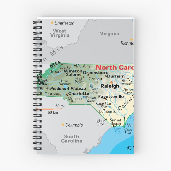 Item preview, Detailed North Carolina Geography Map designed and sold by WorldAtlas.com.