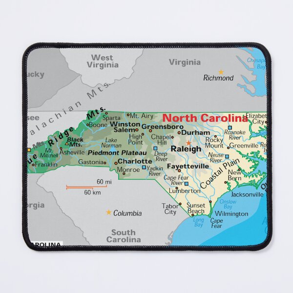 Item preview, Detailed North Carolina Geography Map designed and sold by WorldAtlas.com.