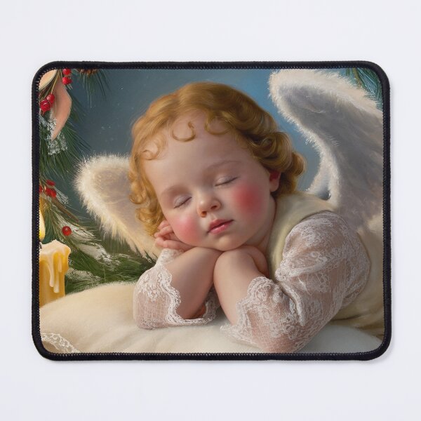 Item preview, Sleeping Angel Child Oil Painting – Cherubic Baby with Wings, Vintage Heavenly Art, Serene Christmas Greeting Card & Canvas Wall Art designed and sold by ZyxDes.
