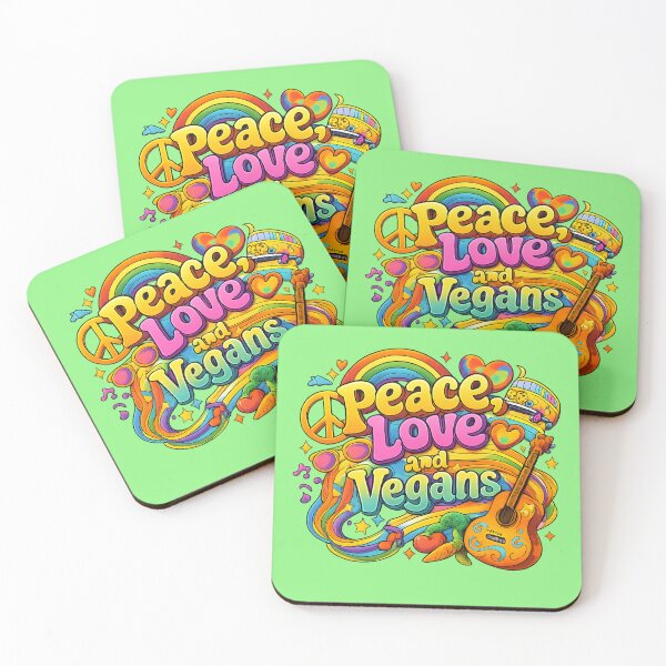 Item preview, Peace, Love and Vegans -colourful designed and sold by Andykinoz.