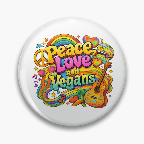 Item preview, Peace, Love and Vegans -colourful designed and sold by Andykinoz.