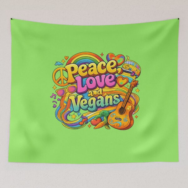 Item preview, Peace, Love and Vegans -colourful designed and sold by Andykinoz.