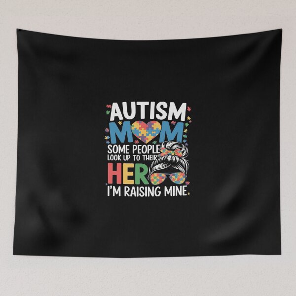 Item preview, Autism Mom Raising Hero Groovy Messy Bun Autism Awareness  designed and sold by SyntaxClaw.