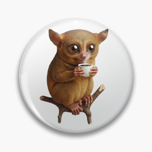 Item preview, Tarsier Drinking Coffee – Cute Wide-Eyed Coffee Lover Illustration designed and sold by so01.