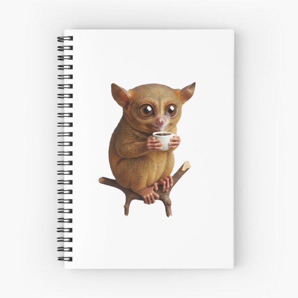 Item preview, Tarsier Drinking Coffee – Cute Wide-Eyed Coffee Lover Illustration designed and sold by so01.
