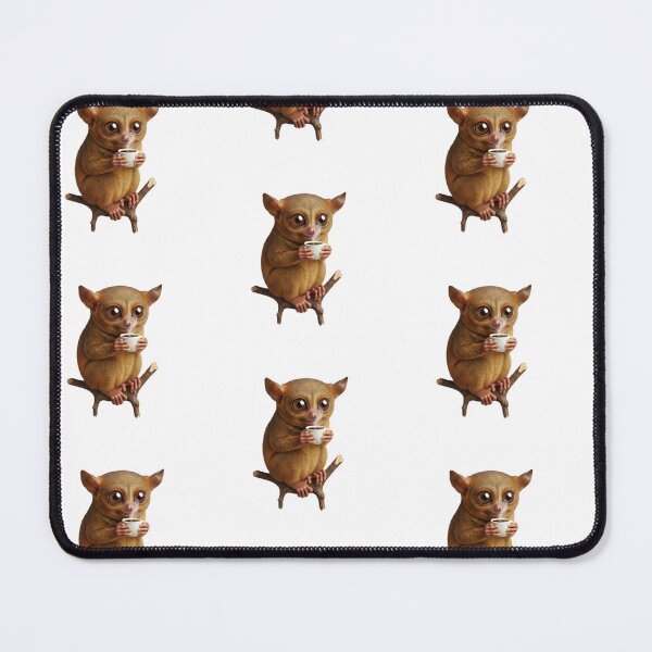 Item preview, Tarsier Drinking Coffee – Cute Wide-Eyed Coffee Lover Illustration designed and sold by so01.