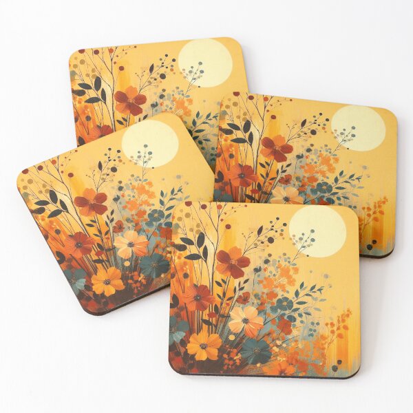 Item preview, Sunlit Blossoms – Warm Botanical Abstract with Golden Moon designed and sold by Okmanoo.