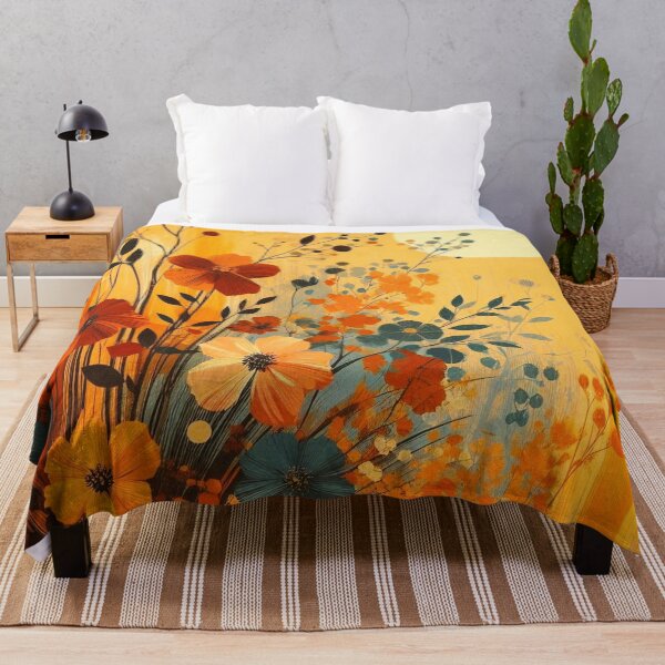 Item preview, Sunlit Blossoms – Warm Botanical Abstract with Golden Moon designed and sold by Okmanoo.
