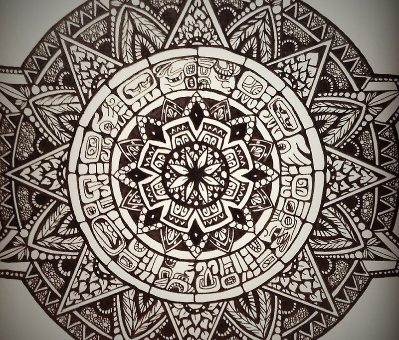 "Aztec Wheel" Travel Mugs by MarieBellinger Redbubble