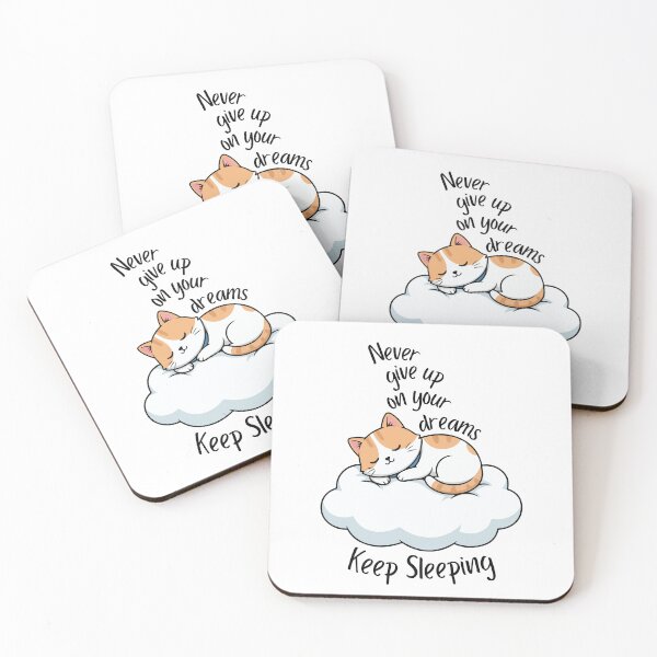 Item preview, Never Give Up On Your Dreams Cat T-Shirt – Funny Sleeping Cat Quote designed and sold by Ahmed-G-Designs.
