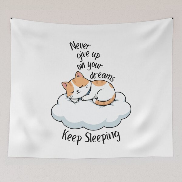 Item preview, Never Give Up On Your Dreams Cat T-Shirt – Funny Sleeping Cat Quote designed and sold by Ahmed-G-Designs.