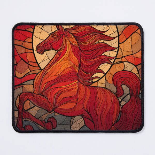 Item preview, Stained Glass Inspired Red Fire Horse 2026 Art designed and sold by GrinGalore.