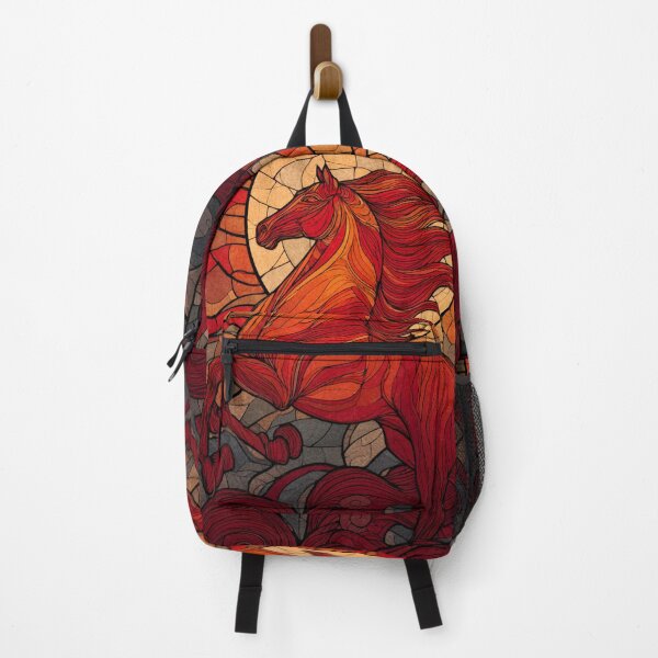 Item preview, Stained Glass Inspired Red Fire Horse 2026 Art designed and sold by GrinGalore.