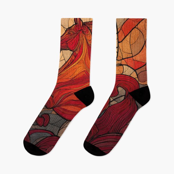 Item preview, Stained Glass Inspired Red Fire Horse 2026 Art designed and sold by GrinGalore.