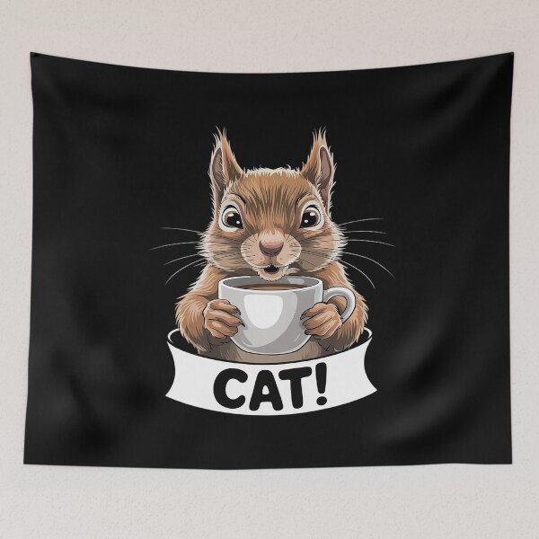 Item preview, Oh Look Cat Surprised Coffee Squirrel funny humor  designed and sold by RuthGAArt.