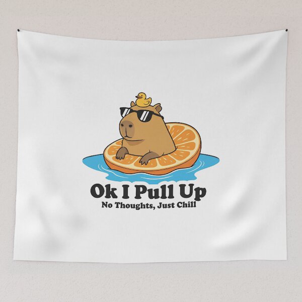 Item preview, Capybara Chill Zone - Ok I Pull Up No Thoughts, Just Chill - Orange Float & Duck Stick designed and sold by venavar.
