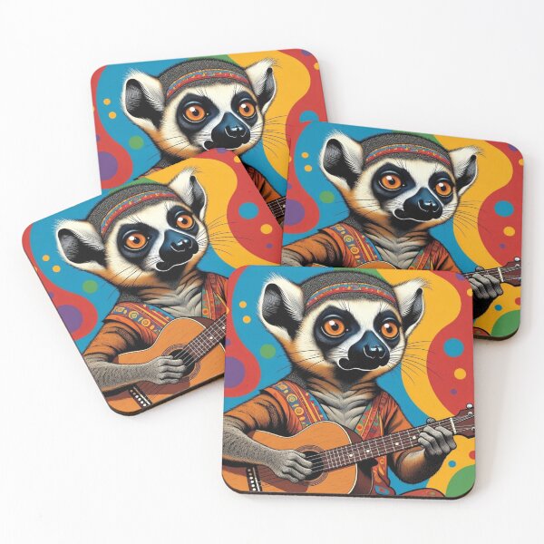 Item preview, "Groovy Lemur – Psychedelic Music Vibes"   designed and sold by Dogandesighn.