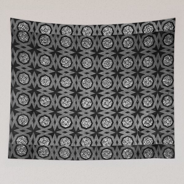 Item preview, Iron Rosette Grid – Monochrome Architectural Pattern designed and sold by Zenvo.