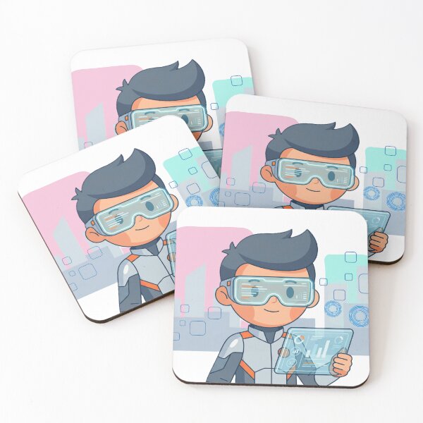 Item preview, Futuristic Tech Kid with AR Visor and Data Tablet designed and sold by AddyTae.