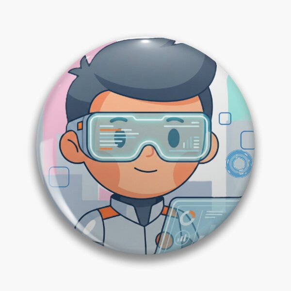 Item preview, Futuristic Tech Kid with AR Visor and Data Tablet designed and sold by AddyTae.