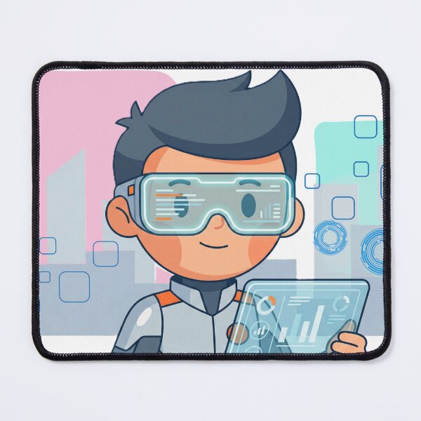 Item preview, Futuristic Tech Kid with AR Visor and Data Tablet designed and sold by AddyTae.