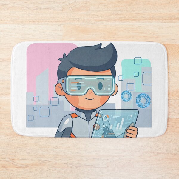Item preview, Futuristic Tech Kid with AR Visor and Data Tablet designed and sold by AddyTae.