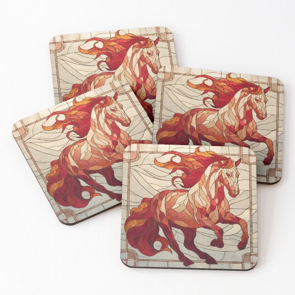 Item preview, Stained Glass Inspired Lunar 2026 Red Fire Horse designed and sold by GrinGalore.