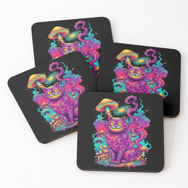 Item preview, Cheshire cat with mushrooms designed and sold by Apocalyptik Designs .