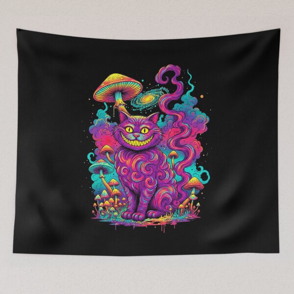 Item preview, Cheshire cat with mushrooms designed and sold by Apocalyptik Designs .