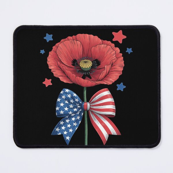 Item preview, Memorial Day 2025 USA Flag Bow Coquette Red Poppy Flower USA designed and sold by Libbysharts.