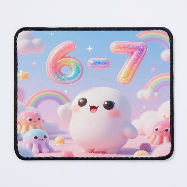 Item preview, DolledUp Moment: Kawaii-Surreal Dreamscape with “6–7” - Jelly Creatures & Cosmic Candy Clouds designed and sold by FotoworldEdel.