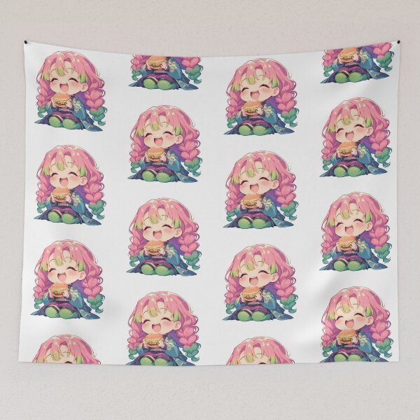 Item preview, Mitsuri Kanroji Demon Slayer Anime Girl Kawaii Chibi Burger Happiness designed and sold by mildaclairmo.