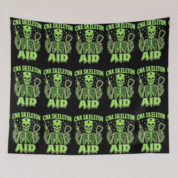 Item preview, CNA Skeleton Aid Halloween Nurse Design – Neon Spooky Medical Skeleton Art designed and sold by ClinicalHubs.