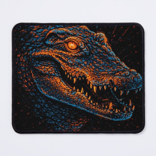 Item preview, Neon Crocodile – Cyberpunk Reptile Art in Blue & Orange designed and sold by kastabembe.