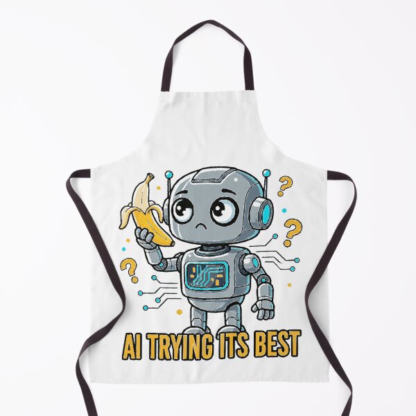 Item preview, Confused AI Robot With Banana Digital Illustration designed and sold by MartinxMarie.