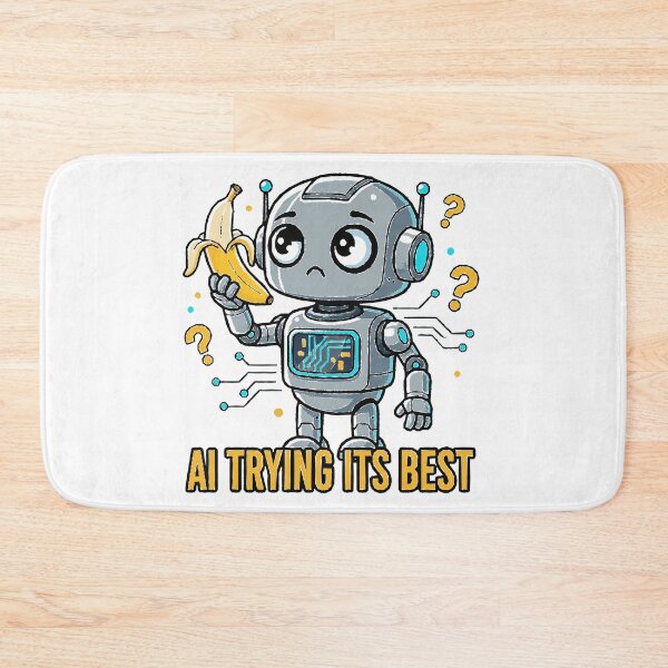 Item preview, Confused AI Robot With Banana Digital Illustration designed and sold by MartinxMarie.