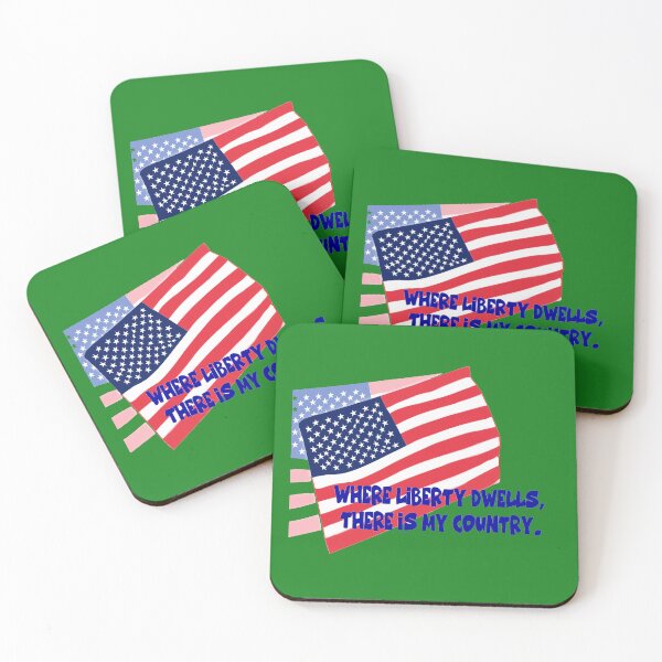 Item preview, Where Liberty Dwells There Is My Country USA Flag Quote designed and sold by zohocreations.