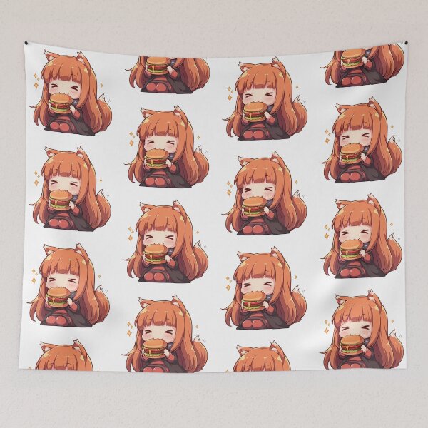 Item preview, Holo Spice And Wolf Anime Chibi Kawaii Burger Cute Fox Girl Moment designed and sold by mildaclairmo.