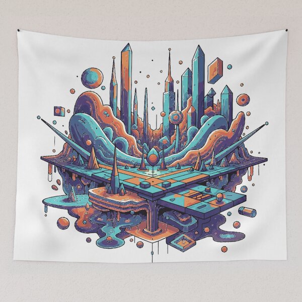 Item preview, Ethereal Geometric Metropolis: Vibrant Surreal Dreamscape Art designed and sold by MartinxMarie.