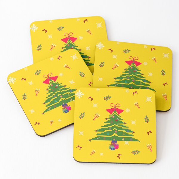 Item preview, Pixel Christmas Tree on Sunshine Yellow designed and sold by AmaiDream.