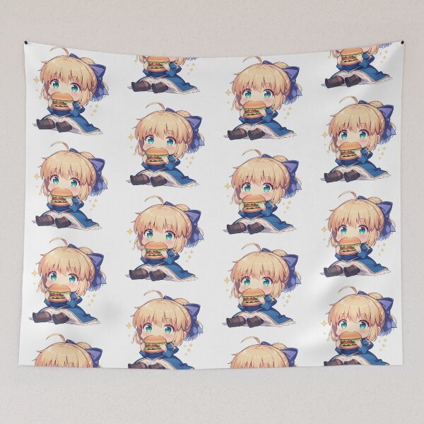 Item preview, Saber Fate Stay Night Chibi Kawaii Burger Anime Blue Dress designed and sold by mildaclairmo.
