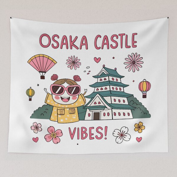 Item preview, Osaka Castle Vibes Kawaii Cartoon – Cute Japan Travel  & Kids Shirt Design designed and sold by VividOrganica.