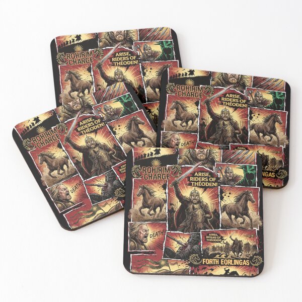 Item preview, Epic Rohirrim Cavalry Charge Lord of the Rings LOTR Rohan Horse Lords Helm's Deep Pelennor Fields Riders of Théoden Spear Shield Battle Collage Fan Art Poster T-Shirt Sticker Print Gift designed and sold by Senpaiwaves.