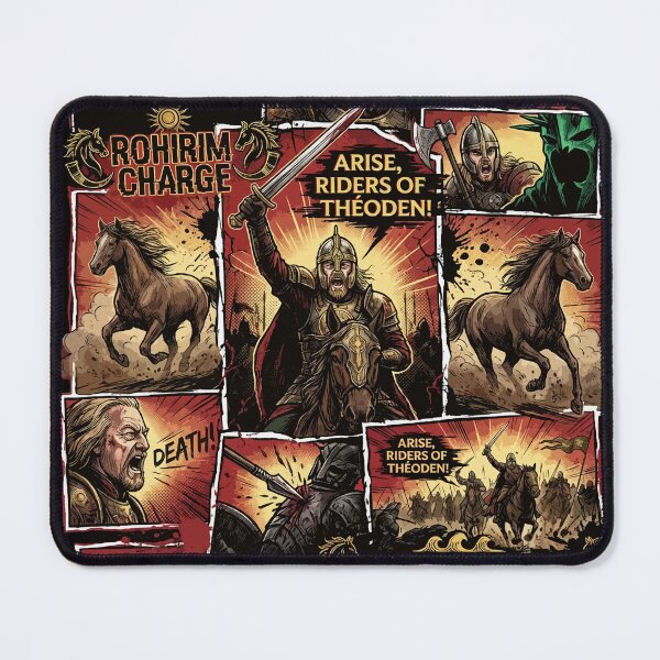 Item preview, Epic Rohirrim Cavalry Charge Lord of the Rings LOTR Rohan Horse Lords Helm's Deep Pelennor Fields Riders of Théoden Spear Shield Battle Collage Fan Art Poster T-Shirt Sticker Print Gift designed and sold by Senpaiwaves.