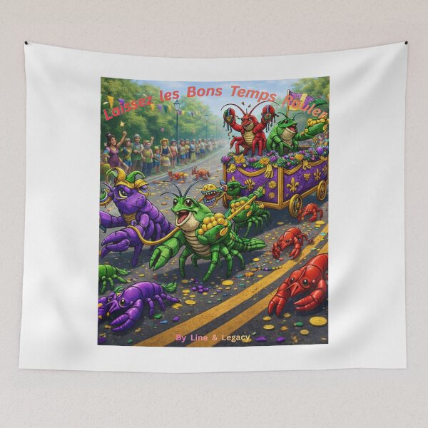 Aperçu de l'œuvre Laissez les Bons Temps Rouler – Défilé d’écrevisses du Mardi Gras créée et vendue par lineandlegacy.