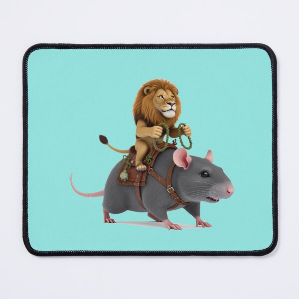 Item preview, Majestic Lion Riding a Rat – Whimsical Fantasy Animal Art designed and sold by zohocreations.