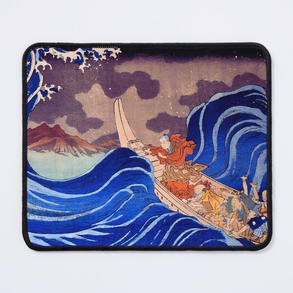 Item preview, Nichiren Calming the Storm - Vintage Japanese Ukiyo-e designed and sold by Open Canvas.