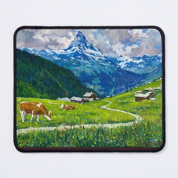 Item preview, Majestic Matterhorn - Alpine Peak Oil Painting Print designed and sold by PrintShopGeneva.